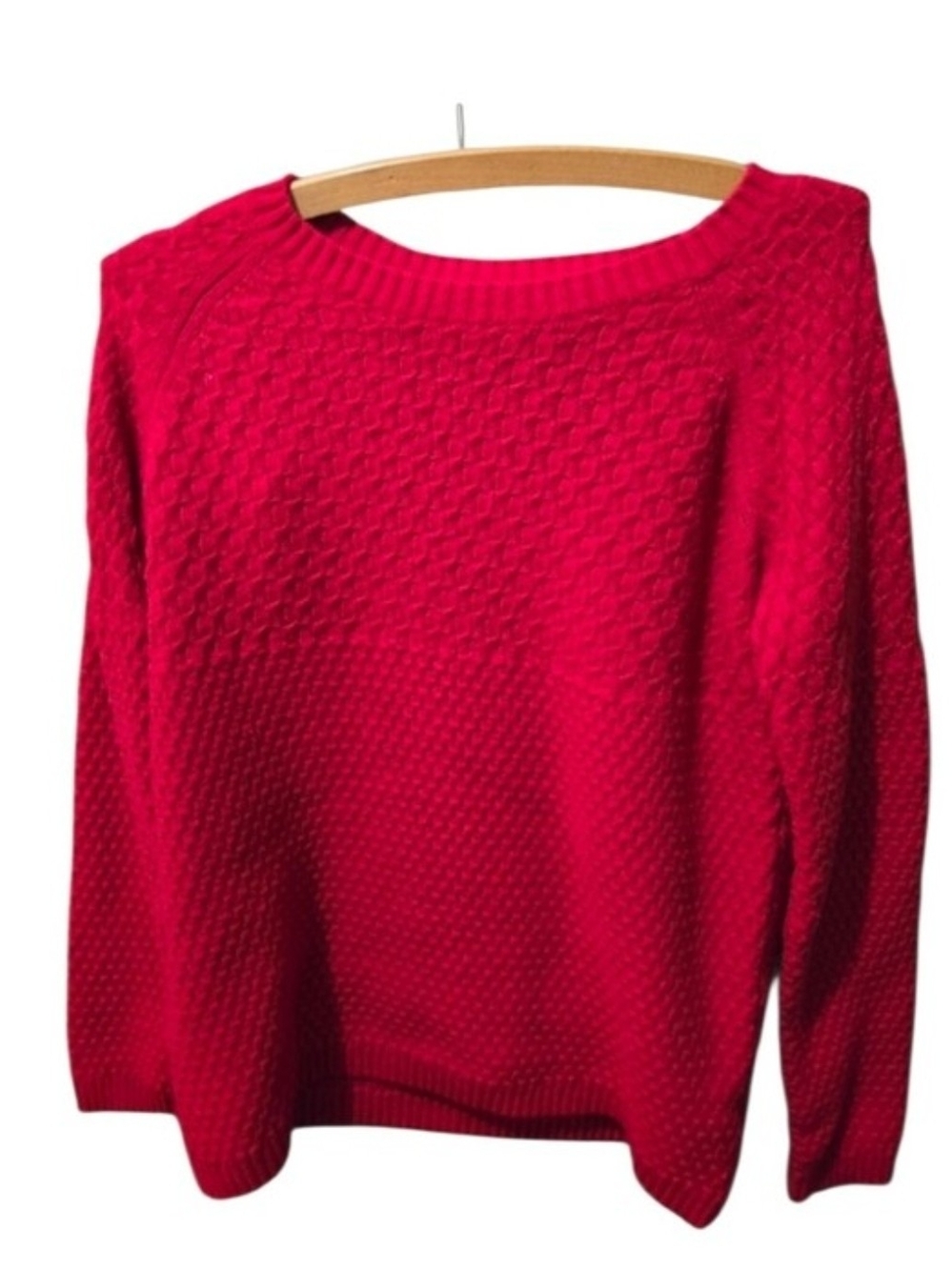 Talbots Red Lambswool Blend Textured Knit Sweater Women's Medium Crewneck Fall